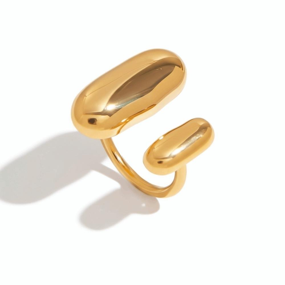 Stainless Steel Double Layer Ring Two Color Open Ring Geometric Ring Versatile Wear