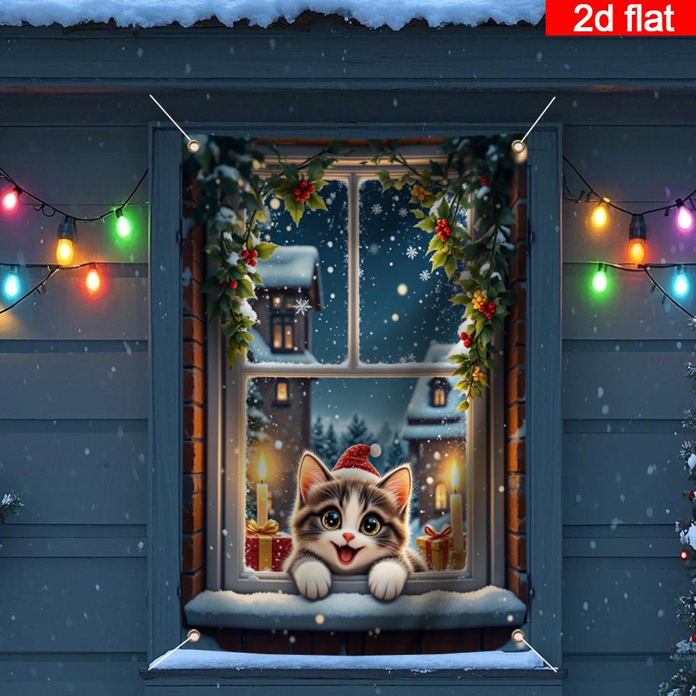 Christmas Window Hanging Banner Decoration Santa  Xmas Tree Holiday Party Supplies