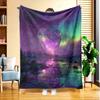A Heart-Shaped Flannel Blanket Featuring a Night Sky Design, High-Definition Digital Printing, Suitable for All Seasons, Perfect for Use On Sofas, Mad