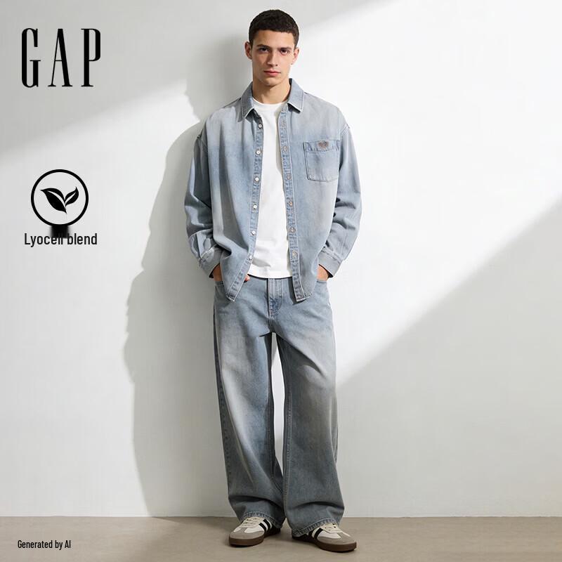Gap Унисекс джинсовая рубашка с вышитым логотипом M