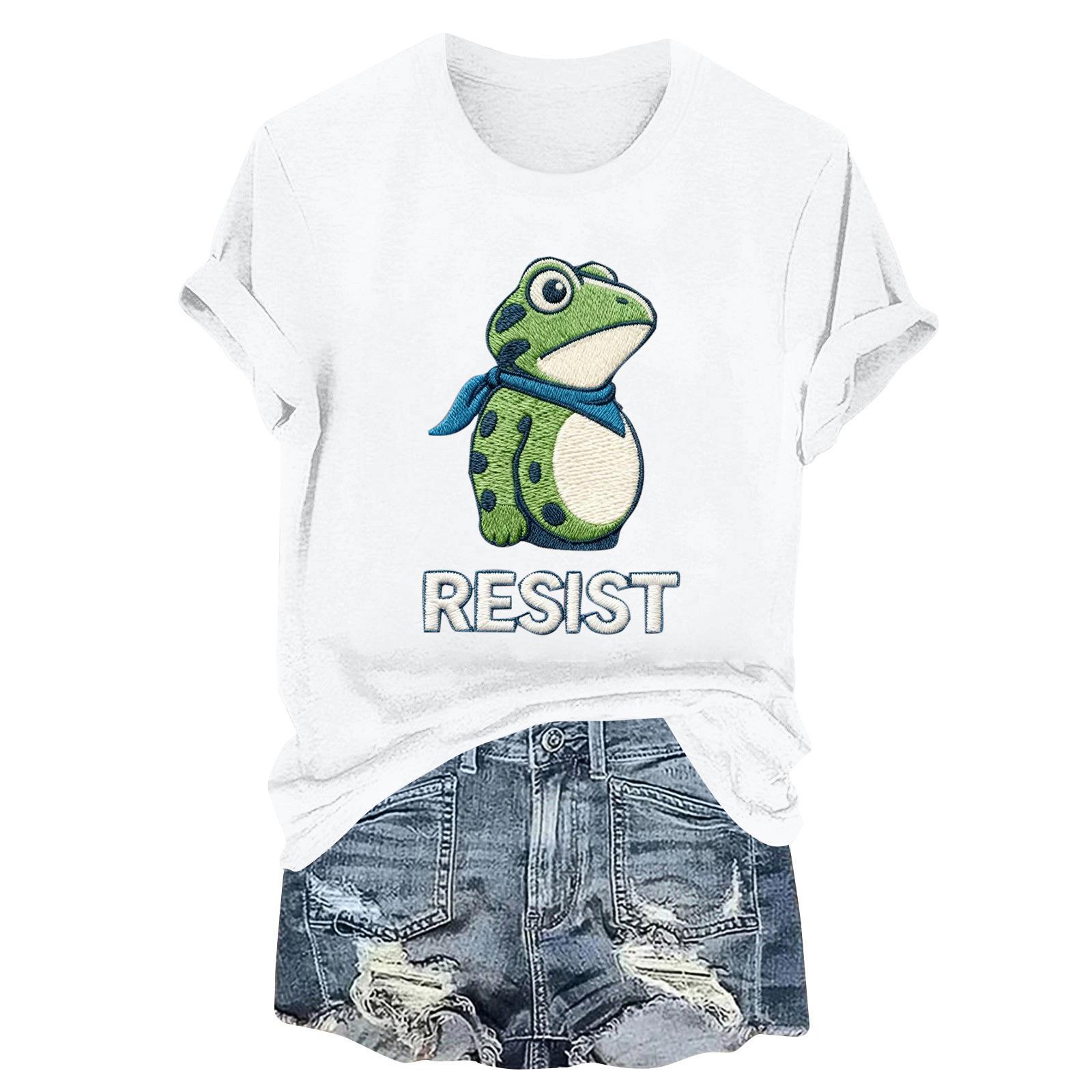 

Женская модная повседневная футболка-пуловер с принтом, круглым вырезом и короткими рукавами XL