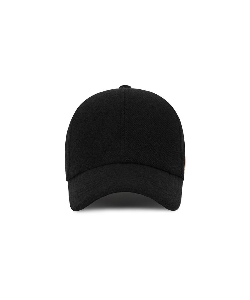 Bajal Va Curved Studded Link Wool Ball Cap Black