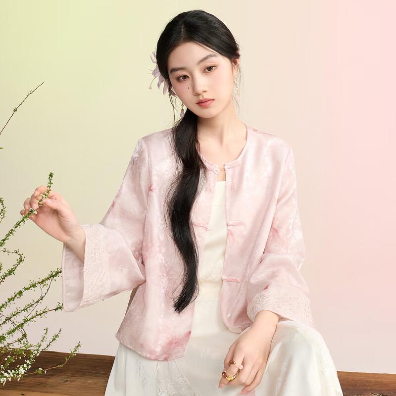 Sancai Floating Light Flower Shadow Jacquard Cardigan