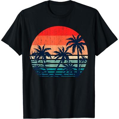 Summer Vacation Beach Palm Trees Retro Tropical Summer T-Shirt