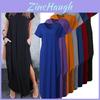 Premium Quality Women Summer Maxi T-shirt Dress With Short Sleeves And Pockets