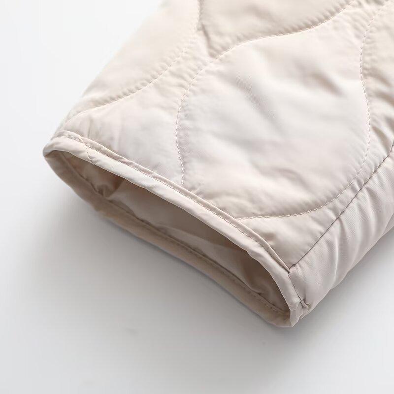 Women's Color Block Quilted Lapel Cotton Jacket - 2024 Autumn/Winter Collection