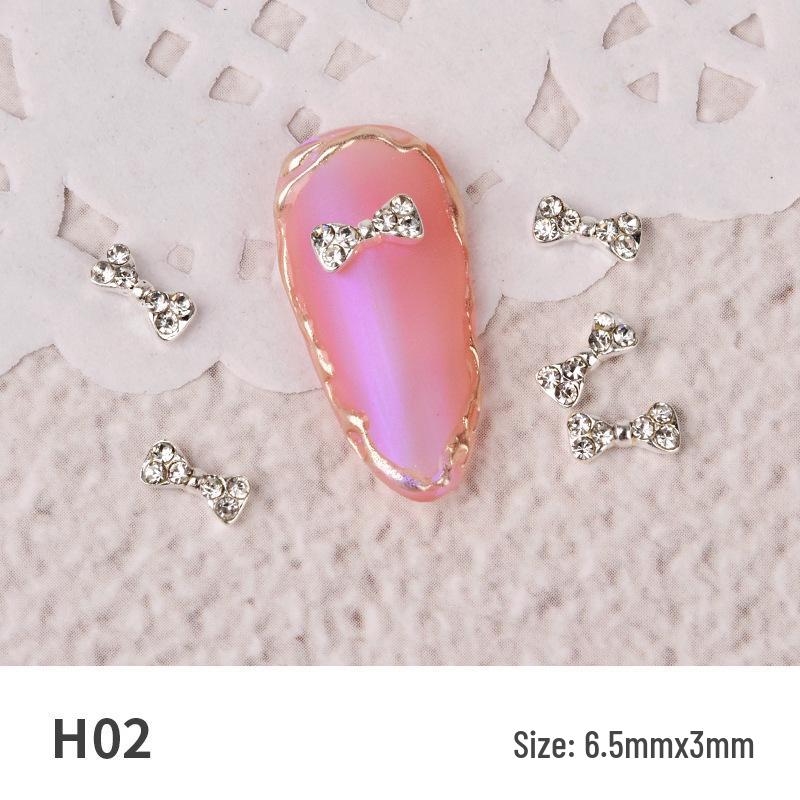 Japanese Style Rhinestone and Pearl Bow Nail Art Accessories