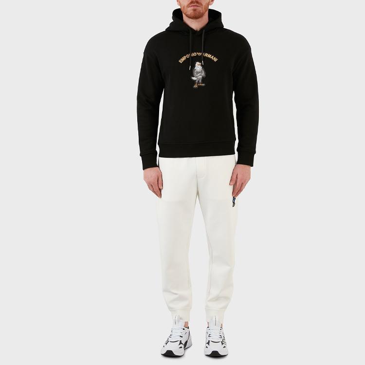 EMPORIO ARMANI Sweatshirts Men's Black Hooded Moderate Regular 3L1MFL-1JWPZ-0999