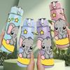 1PC Elephant Moon Star Cartoon 750ml Color Plastic Sports Water Bottle Leakproof Flip Straw Lid Suitable for Sports Office Home Use