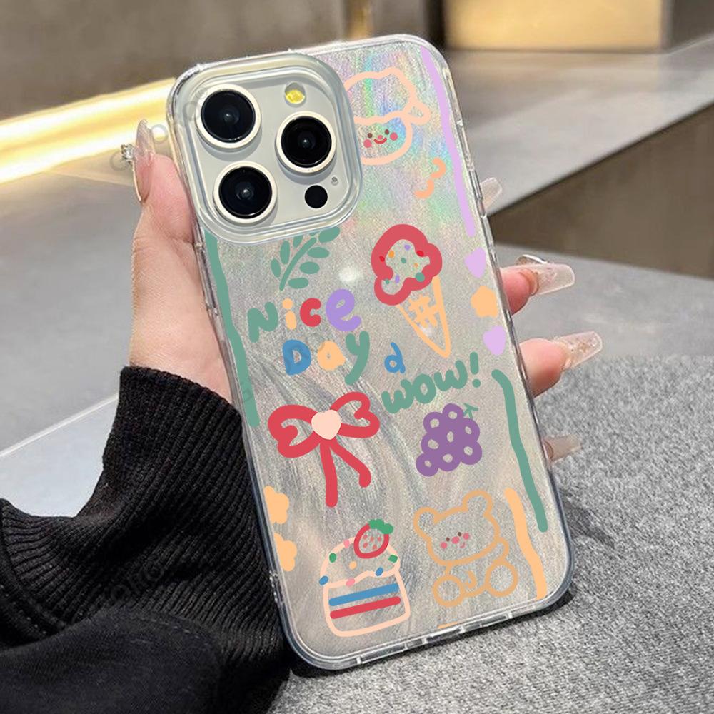 Macaron Graffiti Small Animal UV Painting High Definition Printing Feather Protective Case iPhone17Promax Mobile Phone Case