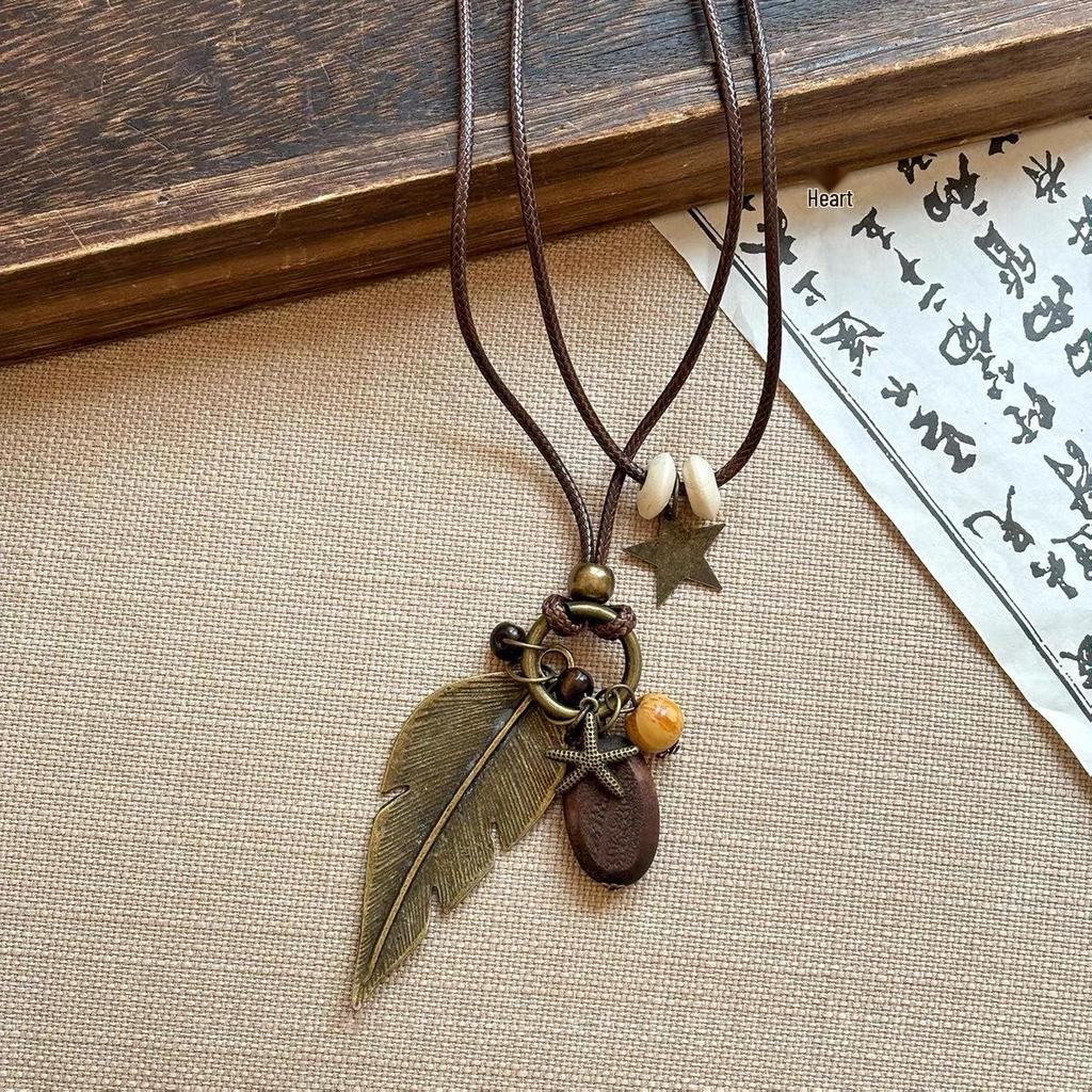 Bohemian Ethnic Layered Necklace - Zen Long Feather Chain for Women