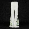 National Style Retro Printed Suit Women's Letter Collar Loose Long-sleeved Top + Mid-waist Slimming Micro-pants