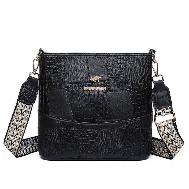 

Стеганая женская сумка ПУ сумка через плечо сумка-ведро чёрный