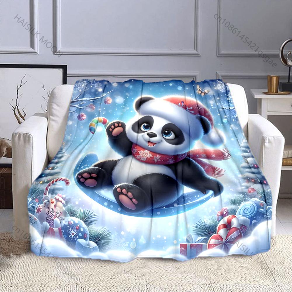 Festive Winter with Christmas Elements Pattern Blanket Flannel Material Soft Warm for All Seasons Home Outdoor Camping Picnics