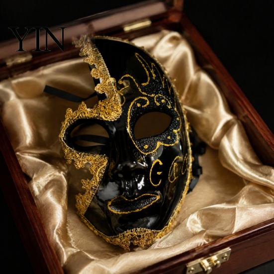 Masque Déguisement Fête de Noël Mascarade pour Hommes Femmes, Masque Bal Vénitien, Style Dentelle Vintage Bal Masqué Demi-Visage Halloween Costume Cosplay,