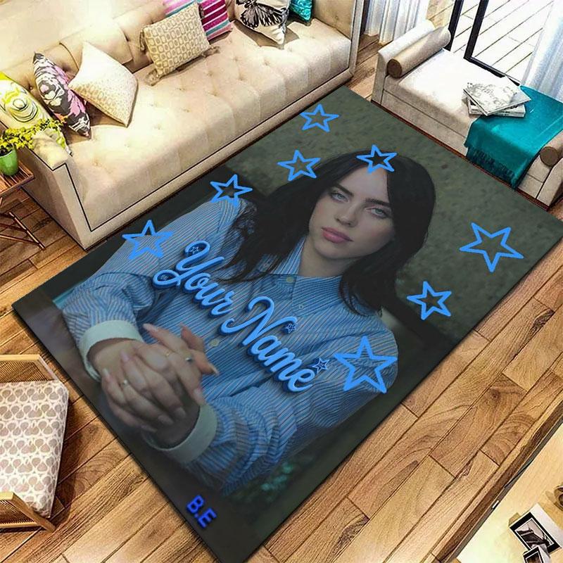 Billie Eilish Custom Name Carpet Rug for Living Room Bedroom Home Sofa Decoration,Kids play Non-slip Floor Mat
