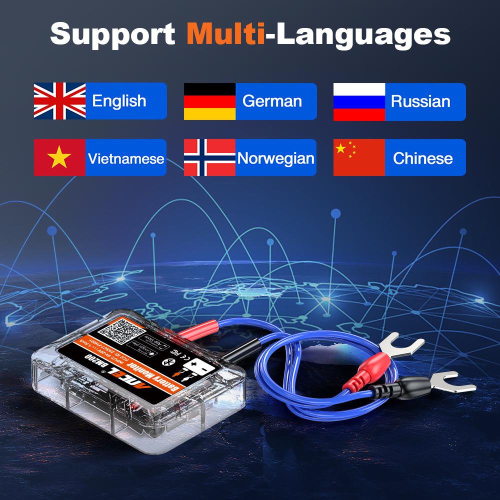 12V Battery Health Monitoring 12V Car Battery Monitor ANCEL BM200 Wireless Bluetooth 4.2 For Android IOS APP Battery Tester Tool