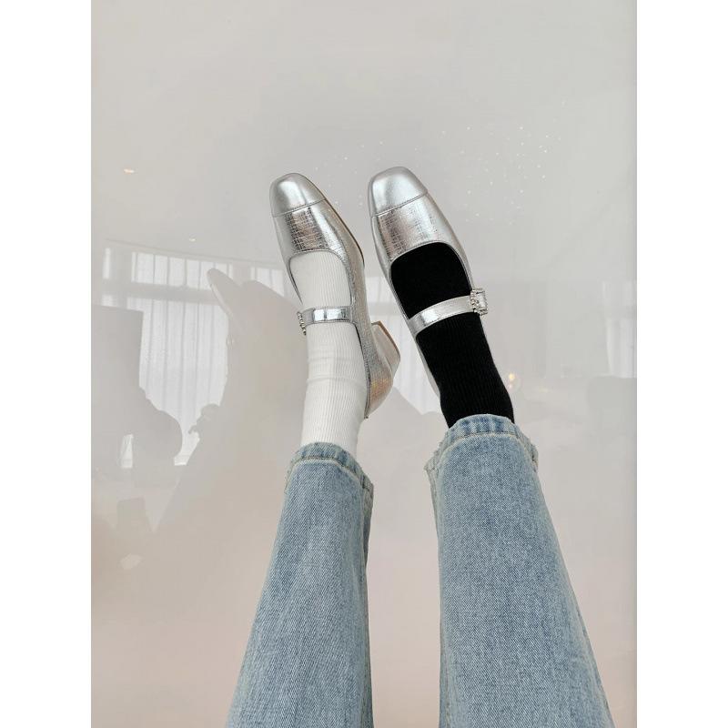 Poslat rychle! Lizhen boty dámské kulatá špička jednoslovné se středně silným podpatkem jediné boty diamantová spona koňské jediné boty