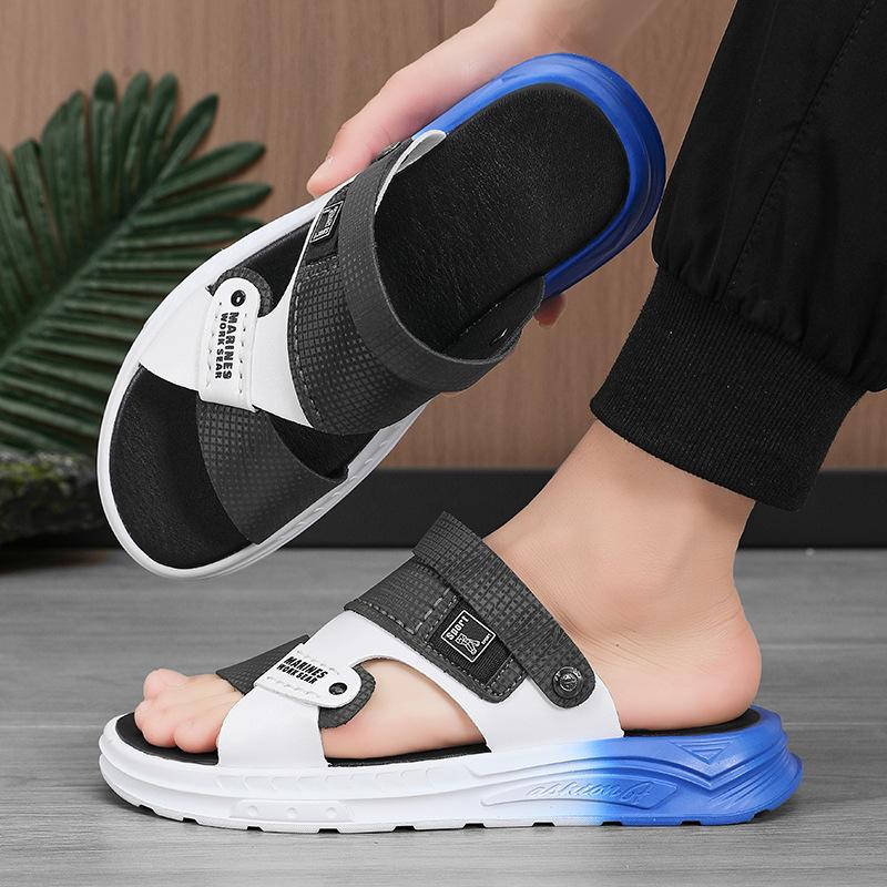 

Сандалии мужские летние подростковая мода тренд постепенного изменения шлепанцы двойного назначения путешествия побережье ходьба пляжная обувь 44 серый