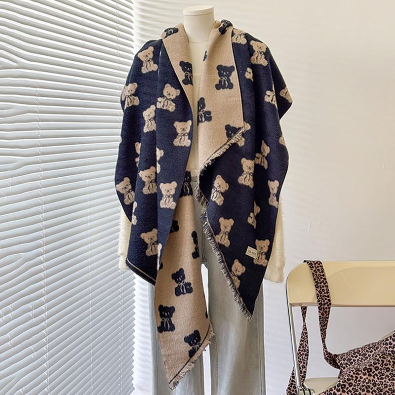  Women's Luxury Cashmere Winter Shawl - Cute Allover Print with Tassels Pashmina Bandana Wrap