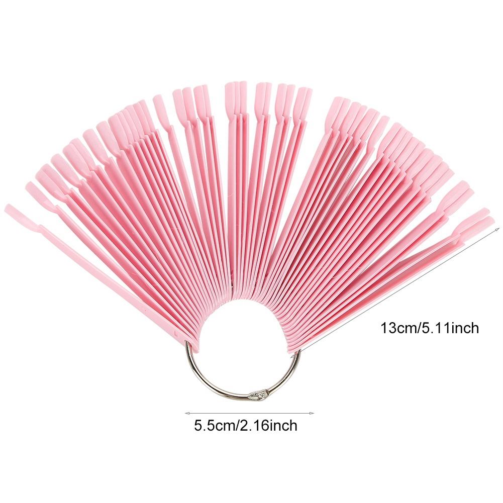 100Pcs Bag Fan False Nail Tip Stick Palette Manicure Polish Gel Display Practice Tools(Pink)