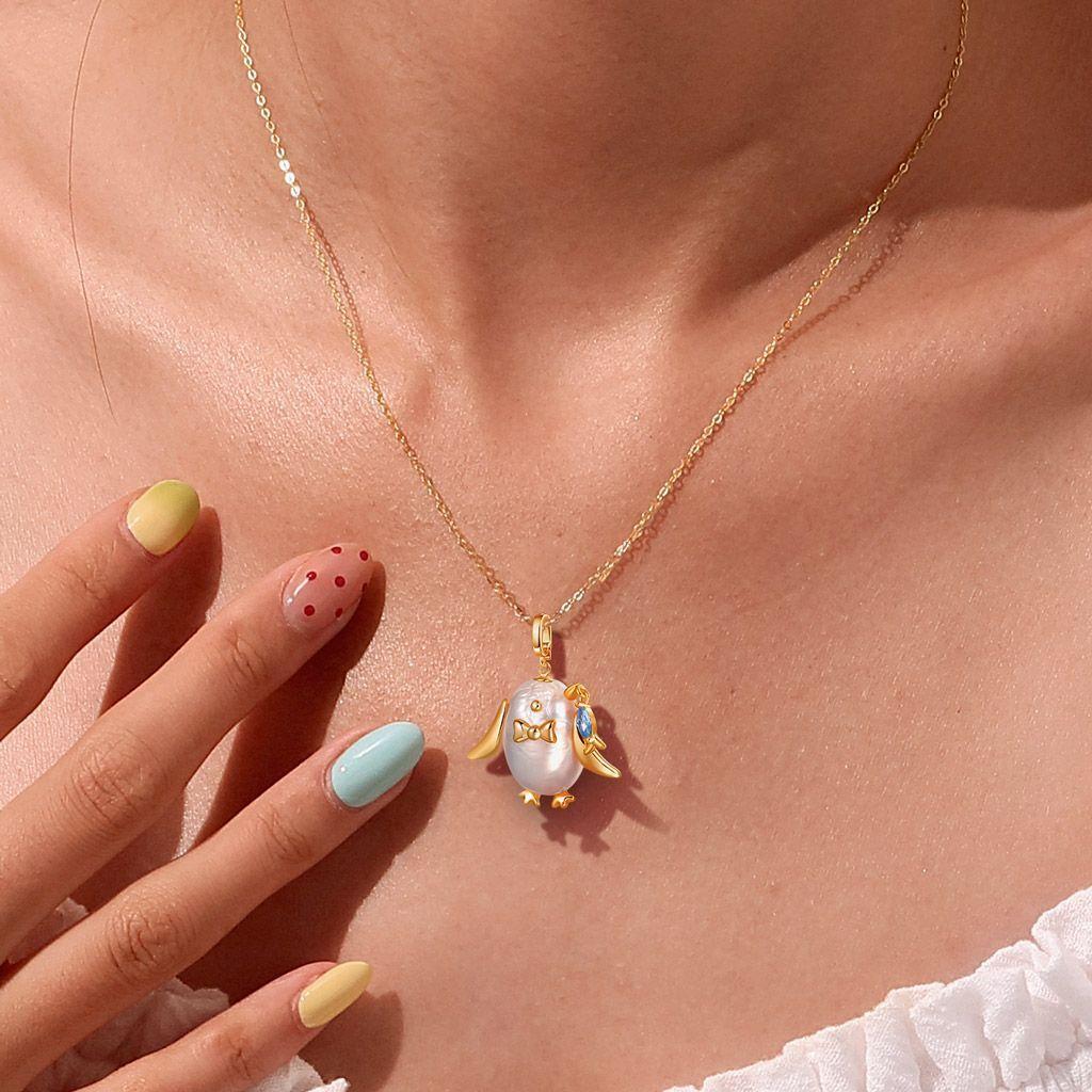 Ocean Pearl Pendant Necklace With Zircon Fish Charm For Women And Men