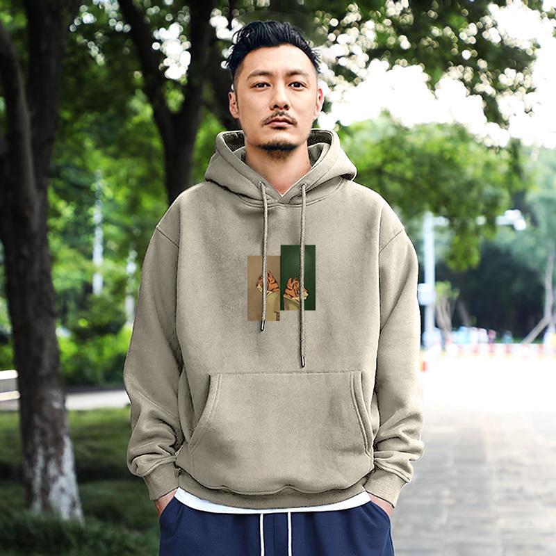 Men s Trendy Fleece-Lined Loose Fit Hoodie Jacket - Winter Hong Kong Style 2XL (175-195 lbs)