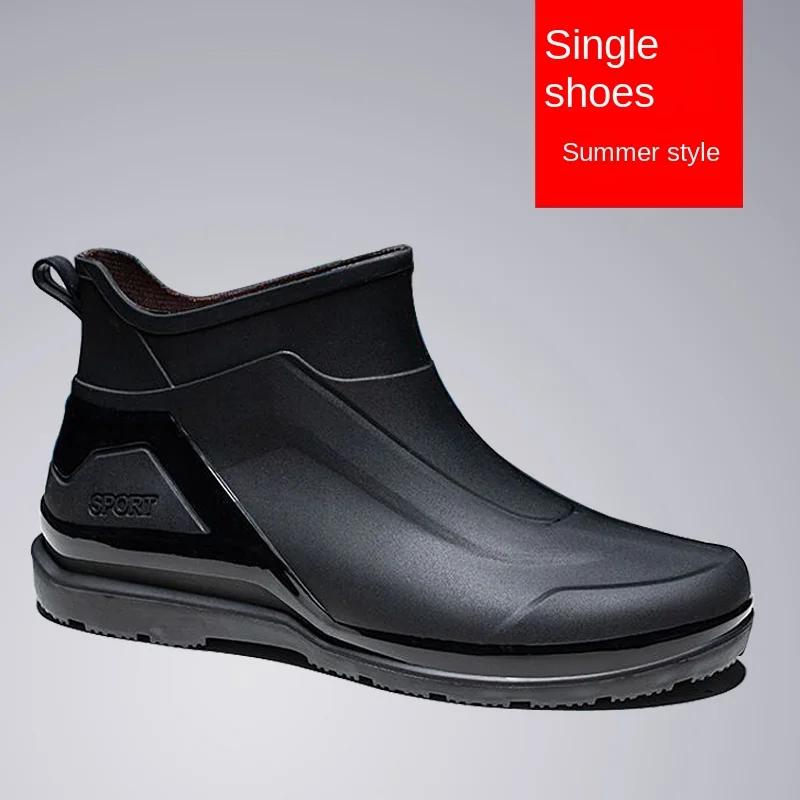 

Мужские короткие резиновые сапоги, всесезонные, прочные, водонепроницаемые, противоскользящие, уличные рыболовные дождевые сапоги 40