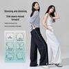 Pantaloni da Donna a Vita Alta Gamba Larga Resistenti alle Pieghe