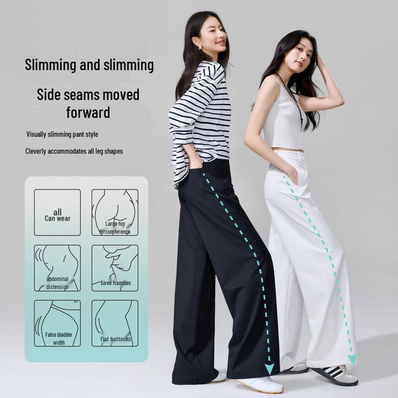 Pantaloni da Donna a Vita Alta Gamba Larga Resistenti alle Pieghe