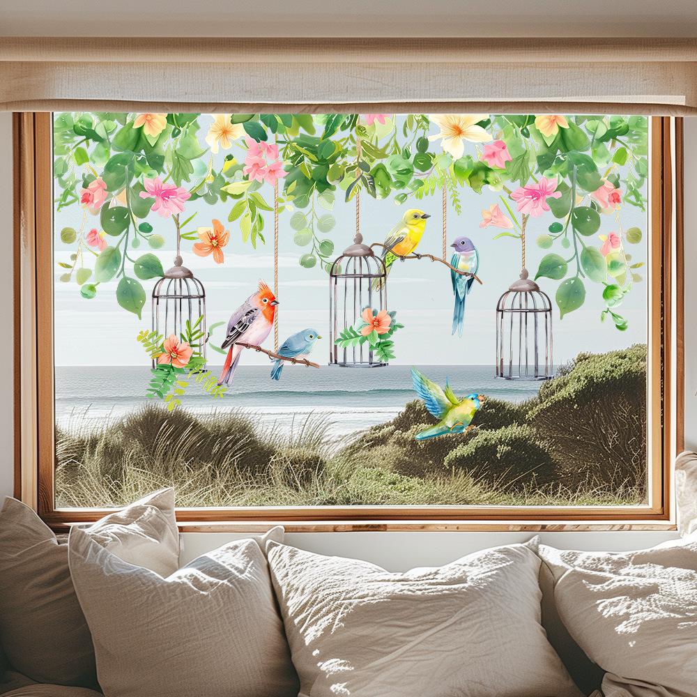 

Двусторонняя красочная наклейка на стену с изображением бабочек и цветов, электростатическая паста, паста для оконного стекла, видимая декоративная наклейка на стену 30*59cm