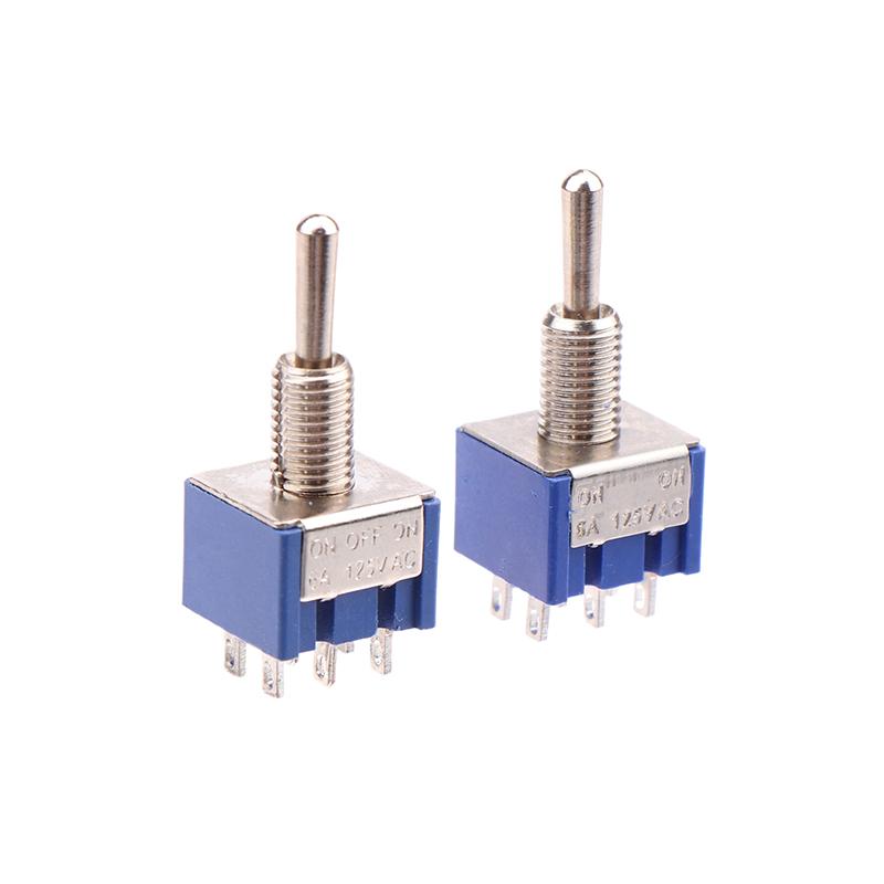 1Pc Mini Toggle Switch 3 Position 2 Position 3-Pin 6-Pin On Off On Dpdt Dpst 6A 125Vac 3A 250Vac Latching Flat Handle For Car