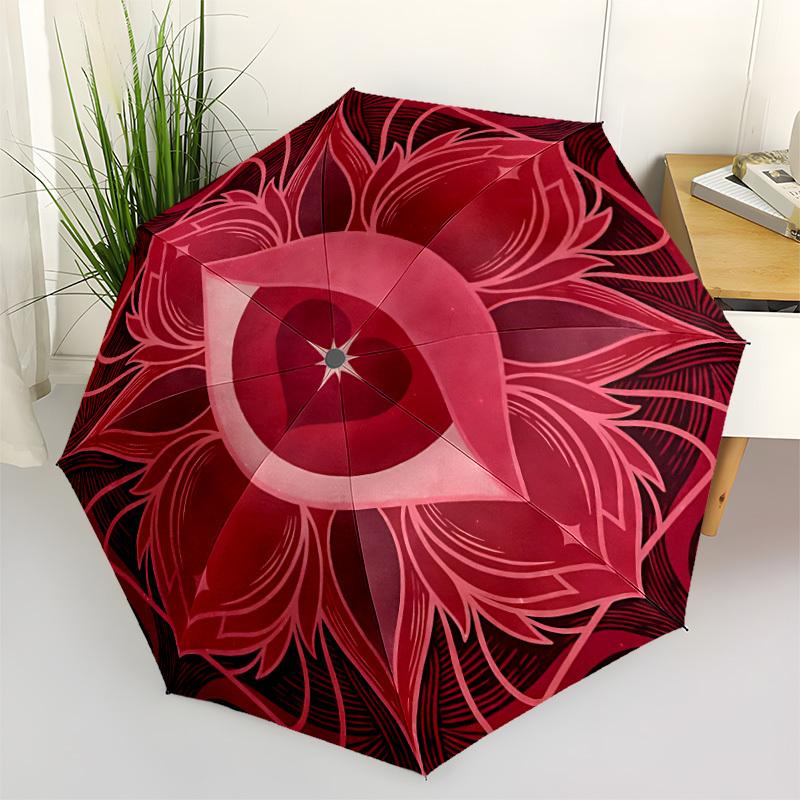 1pc Heart Eye Automatic Open/close Folding Compact Umbrella, 8-Rib Sturdy Canopy, Lightweight Portable, Everyday Use, Gift,003