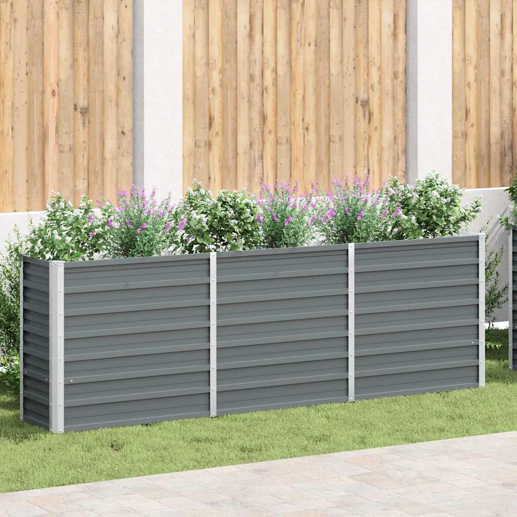 vidaXL Raised Bed Galvanized Steel 240x40x77 Cm Grey