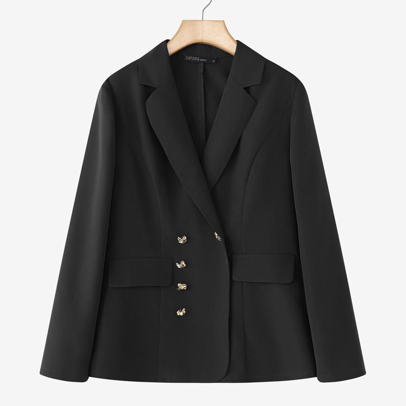 ZANZEA Damen Lässiger Umlegekragen Langarm Dünner Cardigan Blazer