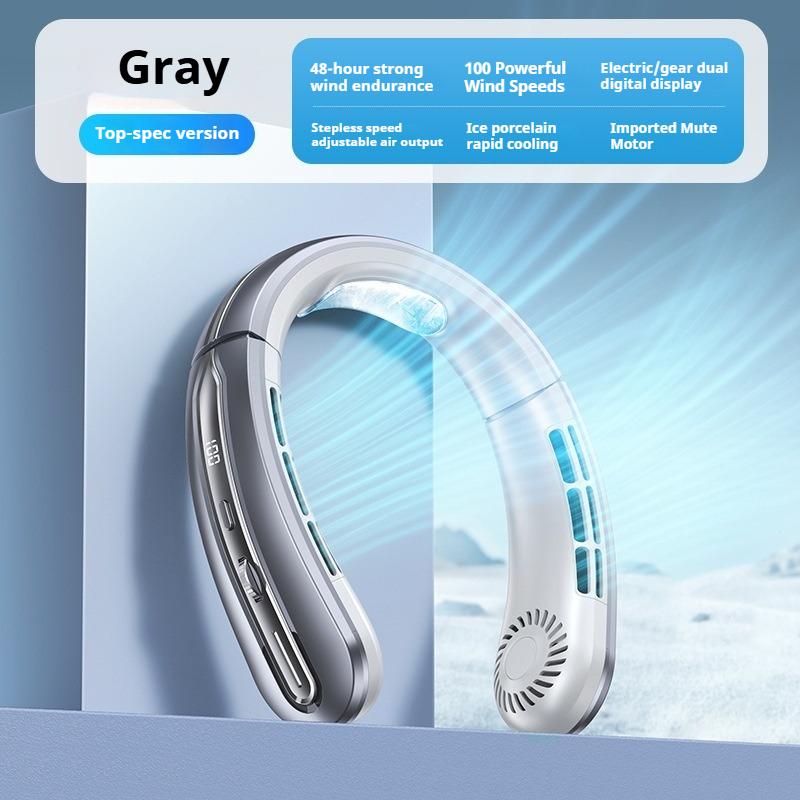 Neck Mounted Fan Mini Portable Silent Bladeless Fan with 100 Adjustable Speed Settings LED Digital Display Outdoor Neck Fan