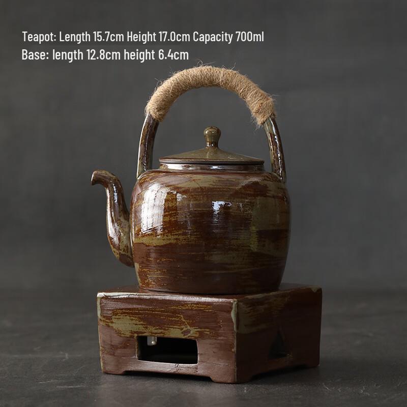 Handcrafted Coarse Pottery Teapot Set with Warming Stove