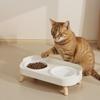 Gamelle Double pour Animaux de Compagnie Anti-Débordement Distributeur d'Eau et de Nourriture avec Support Soutien du Cou pour Chats Chiens Conception Surélevée Anti-Renversement Anti-Dérapant