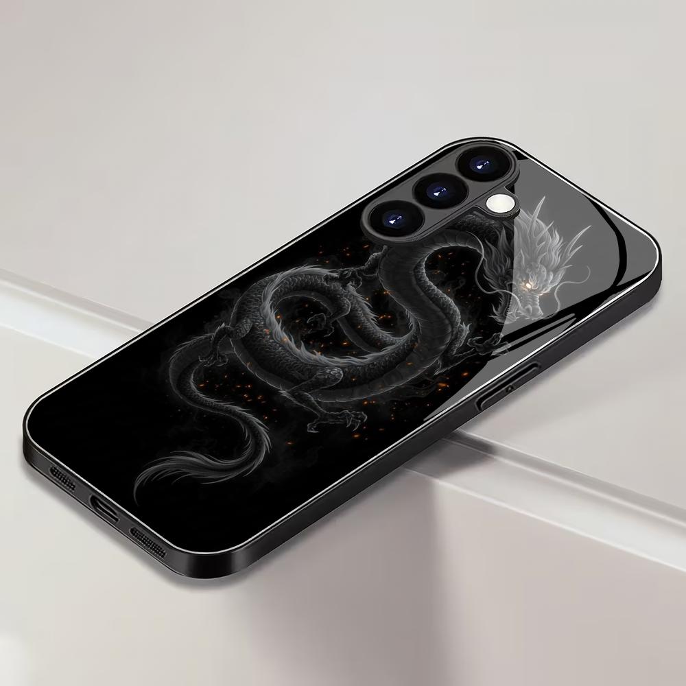 Hartowane szklane etui na telefon z motywem smoka, odpowiednie do Samsung Galaxy S26 S25 S24 S23 S22 S20 FE/Ultra/Plus5G, odporne na upadki, tylna osłona