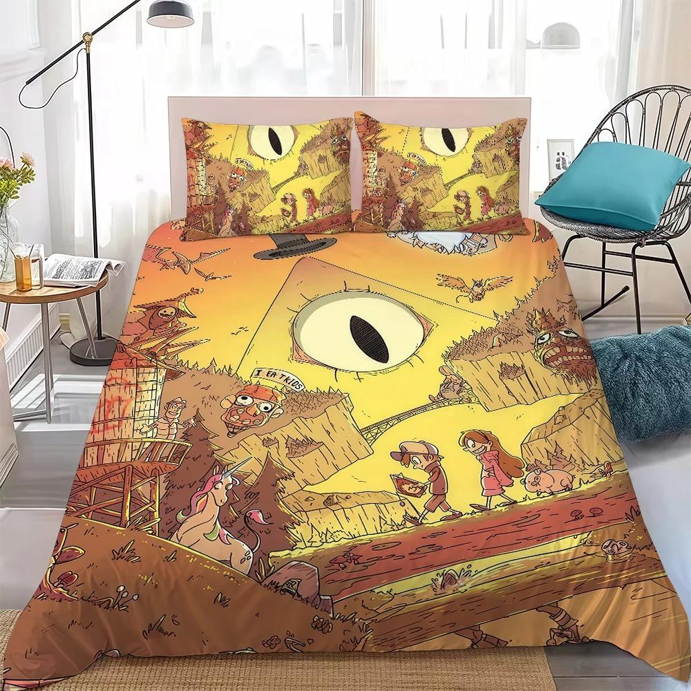 Cartoon G-Gravity Falls Bettwäsche-Set 3D-Druck Bettwäsche-Set Einzel-/Doppelbett Queen King Size Weiche Mikrofaser Studenten Junge Mädchen Geschenk