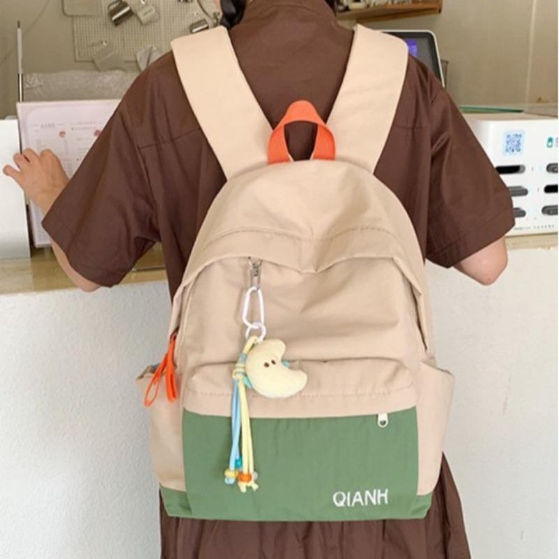 Girls schoolbag versatile backpack leisure girl campus junior high school contrasting color travel lightweight backpack