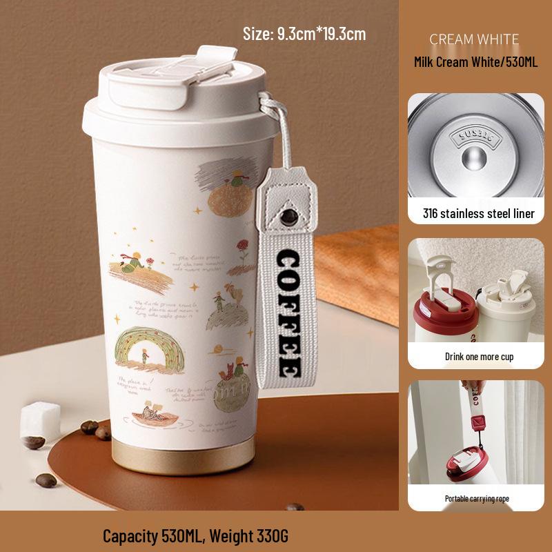 Malý princ 316 Nerezová ocel Izolovaný dětský hrnek se slámkou - Přenosná edice pro kávu a narozeninový dárek