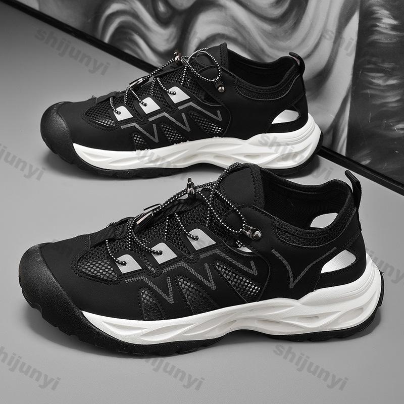 

Outdoor Sports Casual Shoes for Men 2026 Spring New Fashi Trend Hollow Breathable Versatile Shoes Comfortable Chunky sneakers 39 чёрный