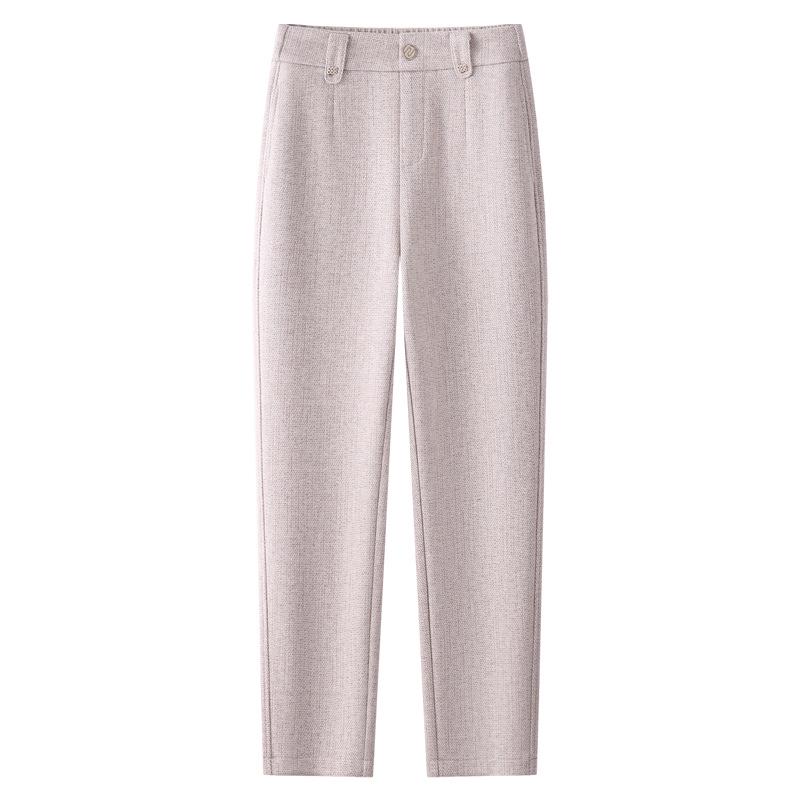 

Women s 2024 Apricot Woolen Slimming Cigarette Pants - Autumn/Winter Casual Cropped Straight Leg Harem Style. 4XL абрикосовий