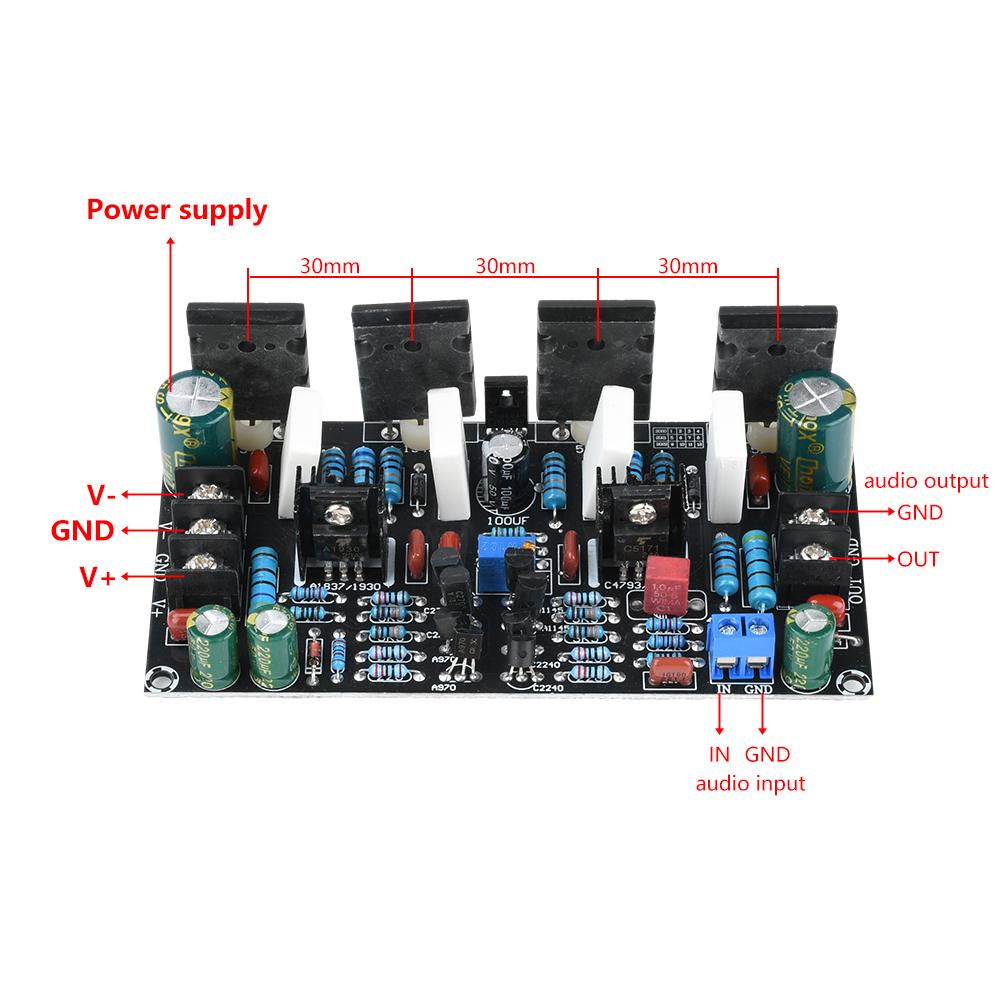 200W Power Audio Amplifier Board 1943+5200 Paired Tube Post Stage Power Amplifier Board Finished Board DC 20V-90V