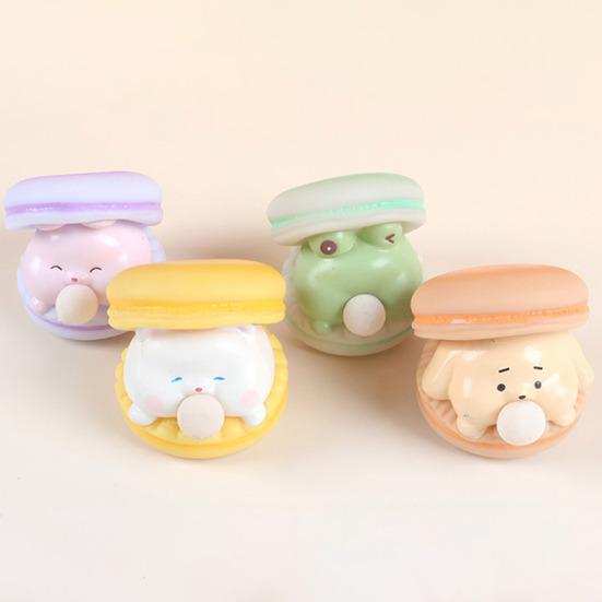 Bubble Animal Macaron Fidget Toy Stress Relief Dog Cat Rabbit Frog Squeeze Sensory Toy Anti-Anxiety Soft Stress Ball Pinch Desk Toy