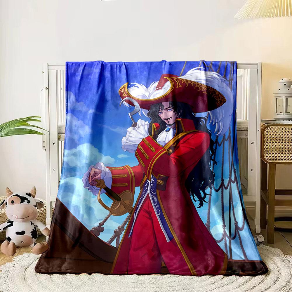

Red pirate attire with gold accents, feathered hat, and hook-hand detail. for all seasons blanket lunch break throw gift 80cm x 120cm