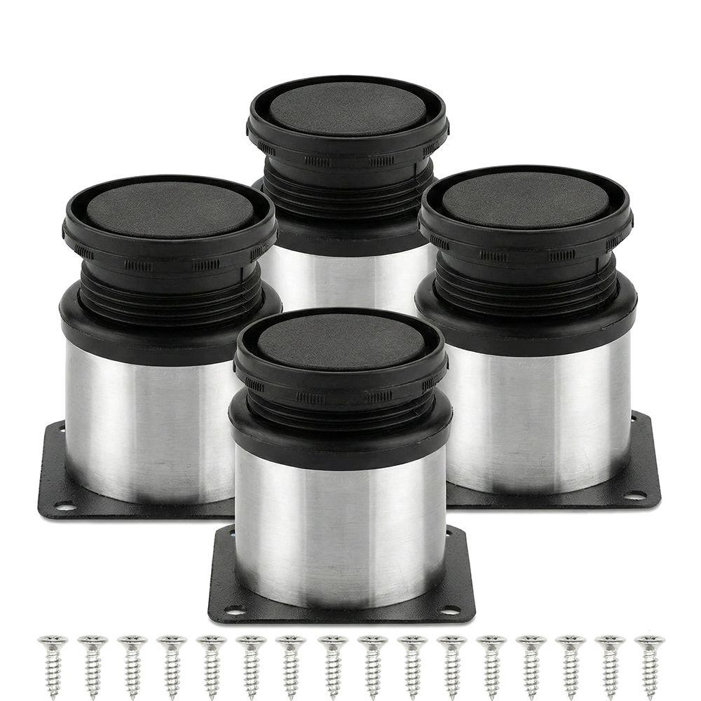 4er-Pack Edelstahlmöbelfüße Verstellbare Runde Schrankfüße mit 16 Schrauben Metall-Nivellierfüße