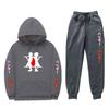 Mens Winter Warm Hooded Sweatshirt Pants Set Anime Inspired Casual Tracksuit Cotton Blend Thick Fleece Lined