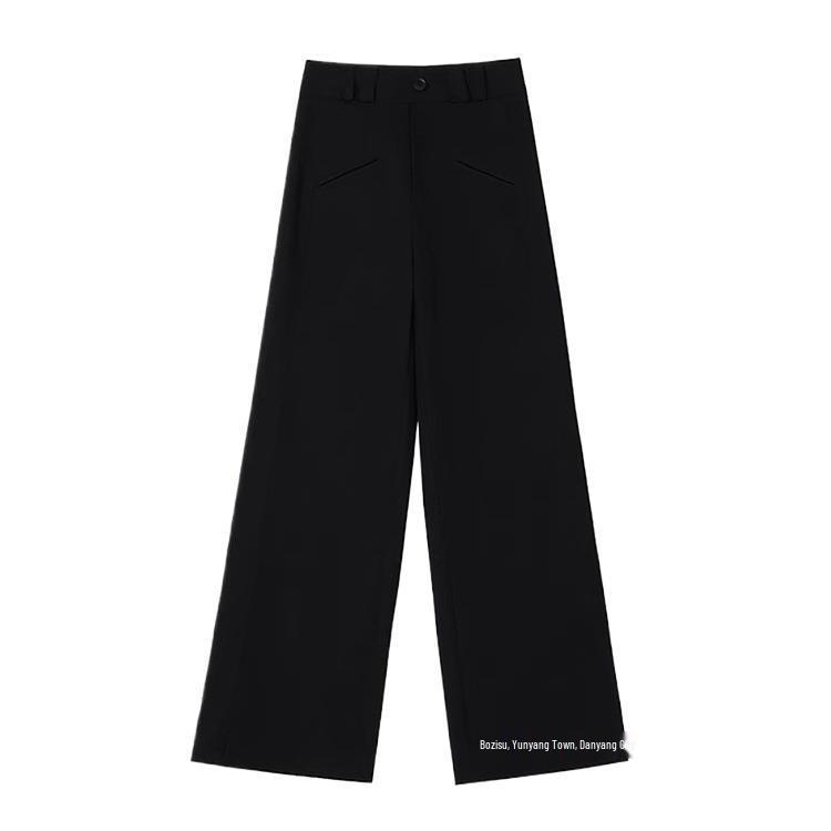 Women's Plus Size High-Waisted Black Wide-Leg Summer Pants - Loose, Slimming, Floor-Length